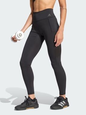 adidas Black High-Waist Performance Leggings with Side Pocket